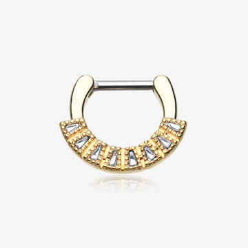 Golden Sabre Arc Septum Clicker-Clear Gem